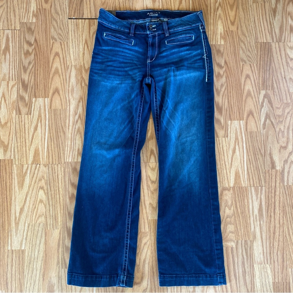 Ariat Women’s Denim Trouser Blue Jeans Wide Leg  Size 16WR